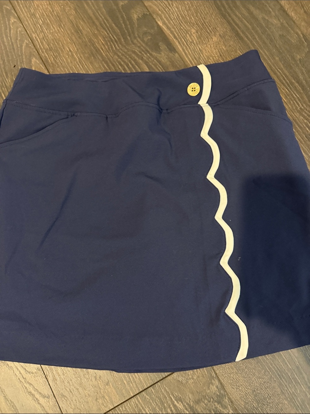 Lilly Pulitzer Navy Mini Skirt with White Scallop Trim